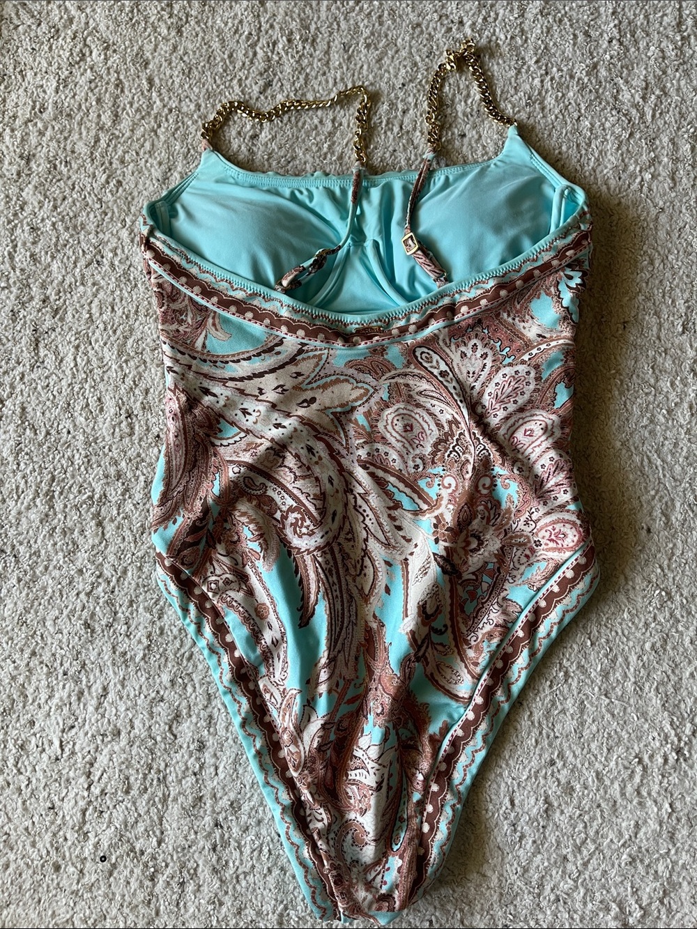 L’agence Remi One Piece Swimsuit in Paisley BROWN/ICE BLUE PAISLEY - Picture 7 of 9